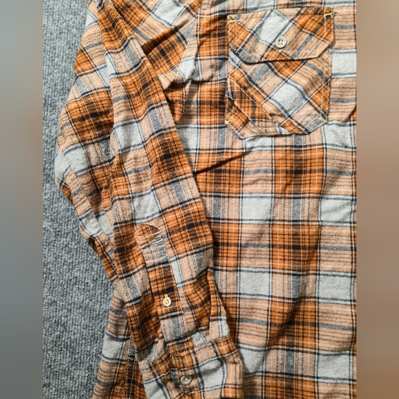 Men’s Orange/Gray Flannel Shirt By Raw Yarn Industries Size Large - Picture 4 of 13